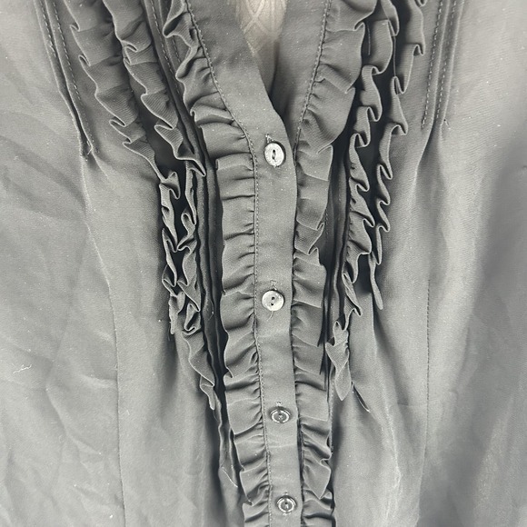 WORTHINGTON Black Sheer Blouse Size M  Ruffles Long Sleeve Vamp Grunge Fairy Y2K - Picture 5 of 9